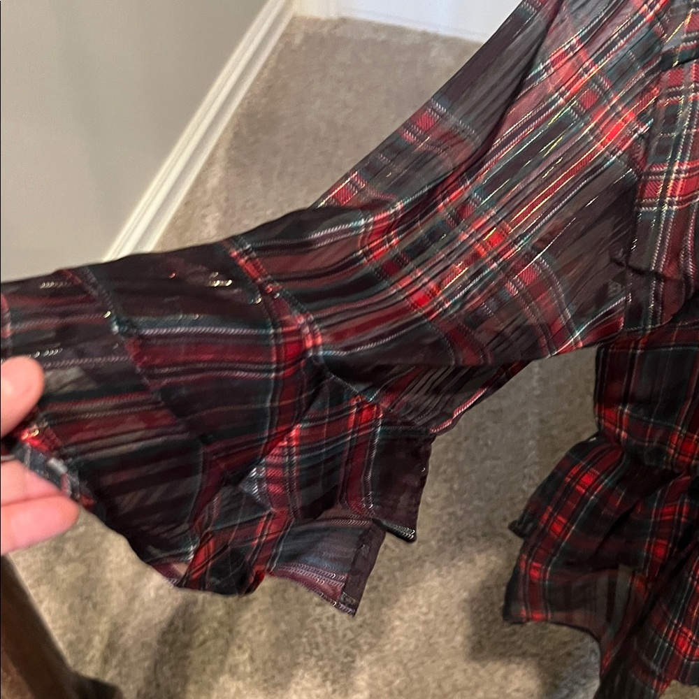 Cato Black and Red Checkered Peplum Blouse - Picture 9 of 11